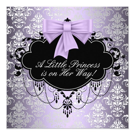 Silver Purple Black Princess Baby Girl Shower Invitation ...