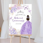 Silver Purple Boho Butterfly Quinceañera Welcome Poster<br><div class="desc">Silver Purple Boho Butterfly Quinceañera Welcome Sign</div>