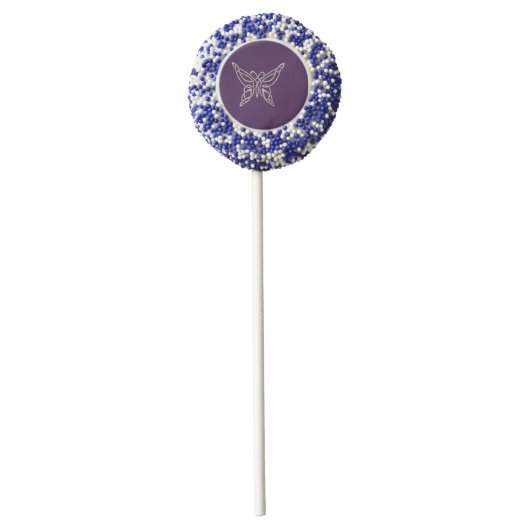 Silver Purple Celtic Butterfly Curling Knots Chocolate Covered Oreo Pop (Front)