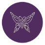 Silver Purple Celtic Butterfly Curling Knots Classic Round Sticker