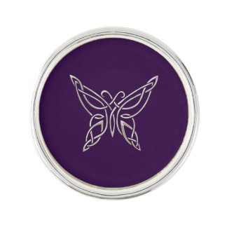 Silver Purple Celtic Butterfly Curling Knots Lapel Pin