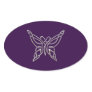 Silver Purple Celtic Butterfly Curling Knots Oval Sticker