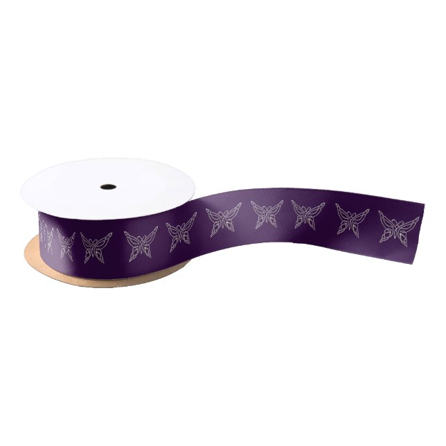 Silver Purple Celtic Butterfly Curling Knots Satin Ribbon (Spool)
