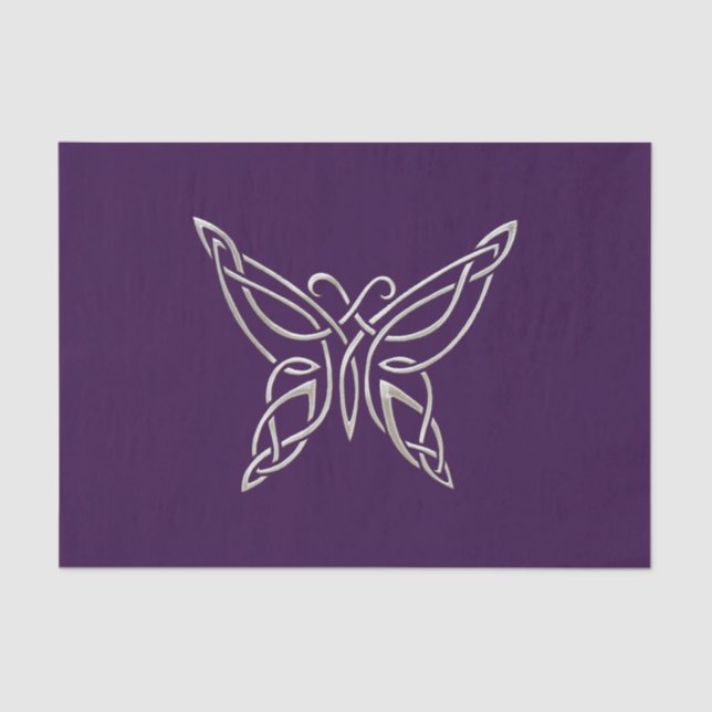 Silver Purple Celtic Butterfly Curling Knots Tissue Paper (Front)