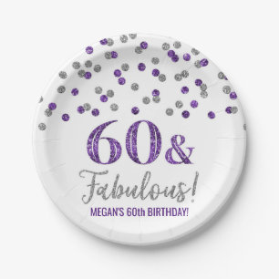 Silver Purple Confetti 60 and Fabulous Paper Plates