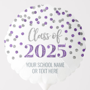 Silver Purple Confetti Class of 2025 Graduation Balloon