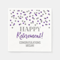 Silver Purple Confetti Happy Retirement