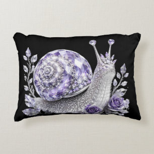 Silver Purple Crystal Snail Accent Pillow