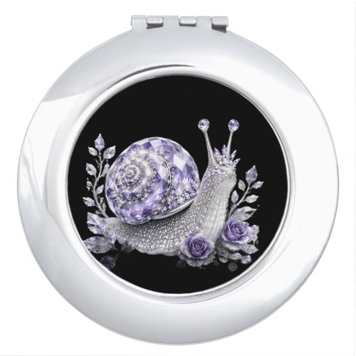 Silver Purple Crystal Snail Compact Mirror