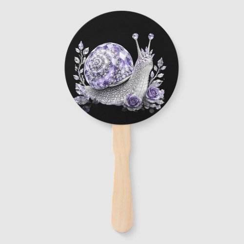 Silver Purple Crystal Snail Hand Fan