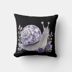 Silver Purple Crystal Snail Throw Pillow