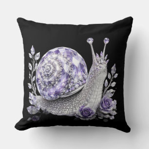 Silver Purple Crystal Snail Throw Pillow