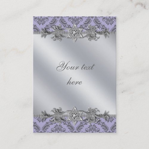 Silver Purple Damask Business Card Template