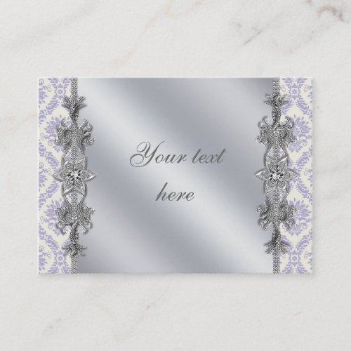 Silver Purple Damask Business Card Template