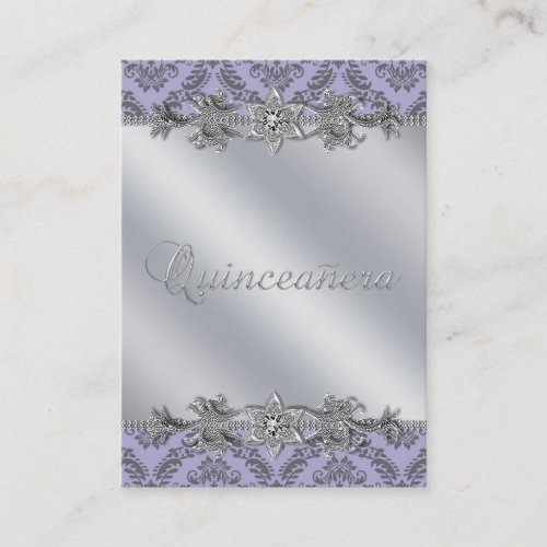 Silver Purple Damask Business Card Template