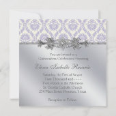 Silver Purple Damask Quinceanera Invitation (Back)