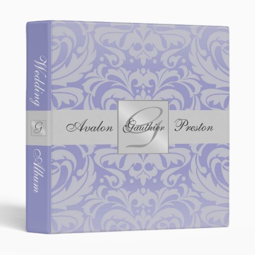 Silver  Purple Damask Wedding Album Binder