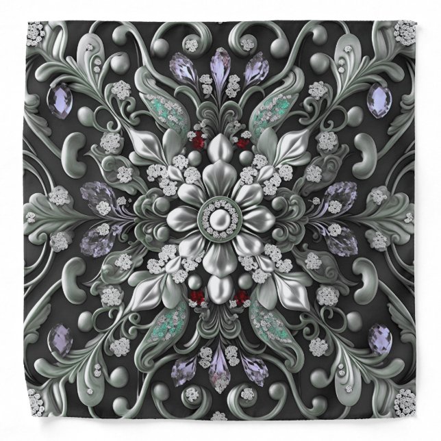 Silver Purple Decorative Bandana (Front)
