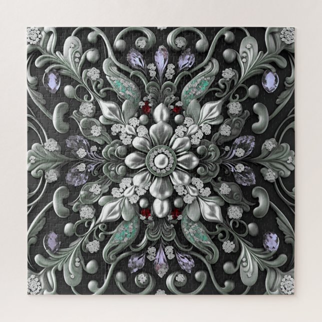Silver Purple Decorative Jigsaw Puzzle (Vertical)