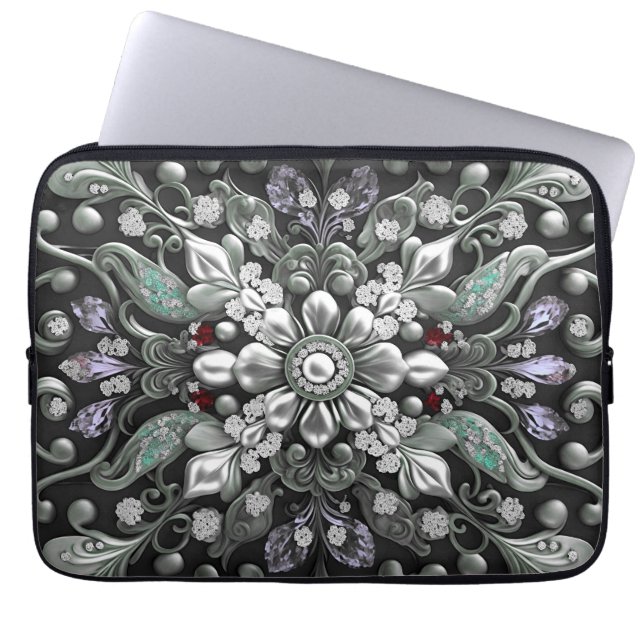 Silver Purple Decorative Laptop Sleeve (Front)