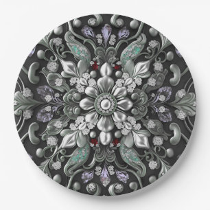 Silver Purple Decorative Paper Plate