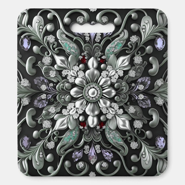 Silver Purple Decorative Stadium Seat Cushion (Front Vertical)