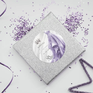 Silver Purple Dress Princess Quinceañera  Classic Round Sticker