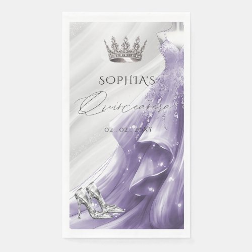Silver Purple Dress Princess Quinceaera  Paper Guest Towels