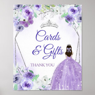 Silver & Purple Dresses Quinceañera Cards & Gifts Poster