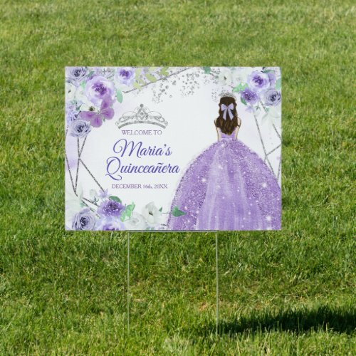 Silver  Purple Dresses Quinceaera Crown Birthday Sign