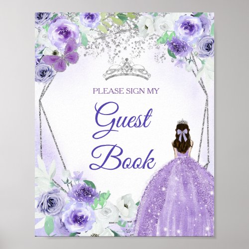 Silver  Purple Dresses Quinceaera Guest Book