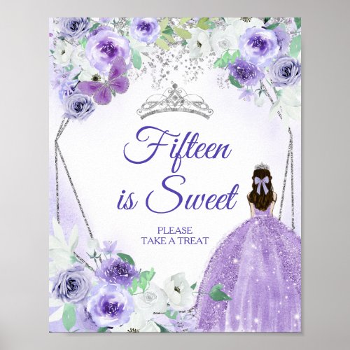 Silver  Purple Dresses Quinceaera Treat Favor  Poster