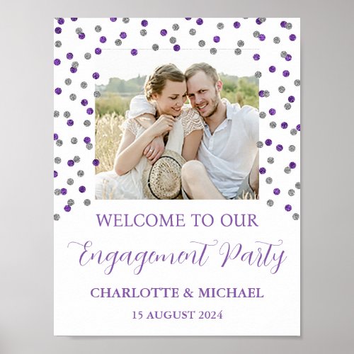Silver Purple Engagement Party 85x11 Photo Poster