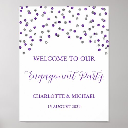 Silver Purple Engagement Party 85x11 Poster
