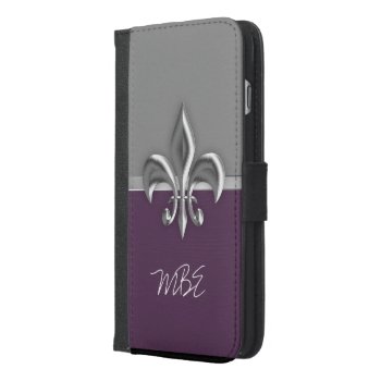 Silver Purple Fleur De Lis Iphone 6/6s Plus Wallet Case by EnchantedBayou at Zazzle