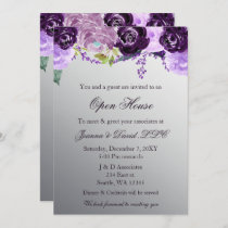 Silver Purple Floral Business Corporate Party Invitation