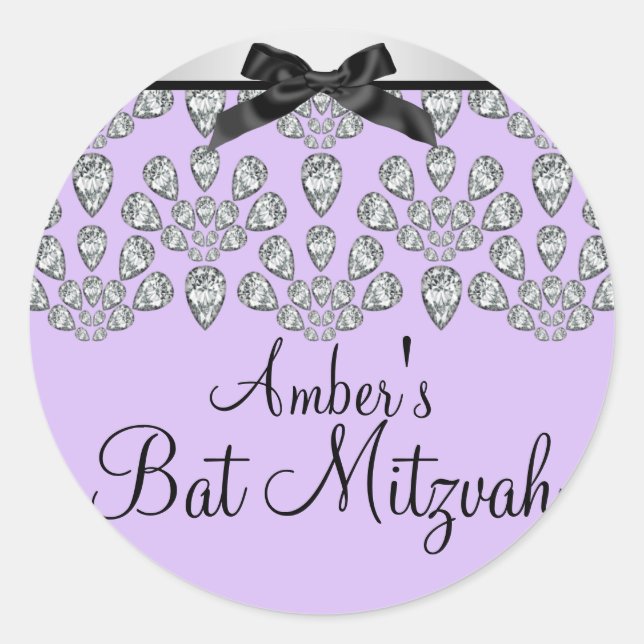Silver/Purple Forever Diamonds Bat Mitzvah Sticker (Front)