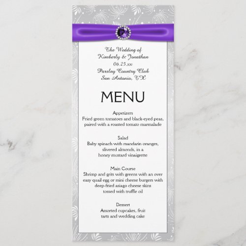 Silver Purple Gemstones Ribbons Star Bursts Menu