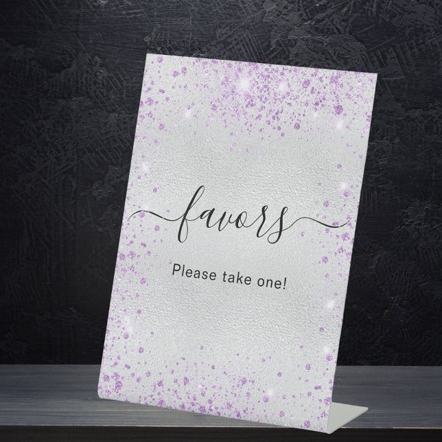 Silver purple glitter favors sign (Creator Uploaded)