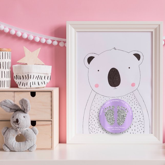 Silver Purple Glitter Feet Baby Shower Favor Thank Classic Round Sticker (Creator Uploaded)