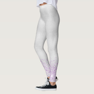 Energy Leggings with Geometric Silver Lines Print in Lavender