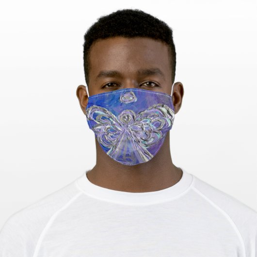Silver Purple Guardian Angel Art Custom Face Masks (Worn)