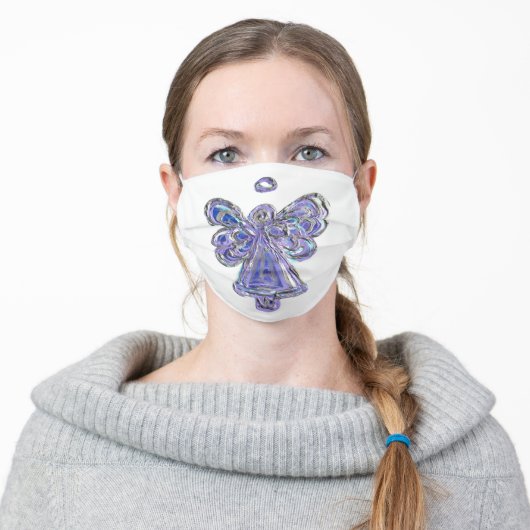 Silver Purple Guardian Angel Art Custom Face Masks (Worn)