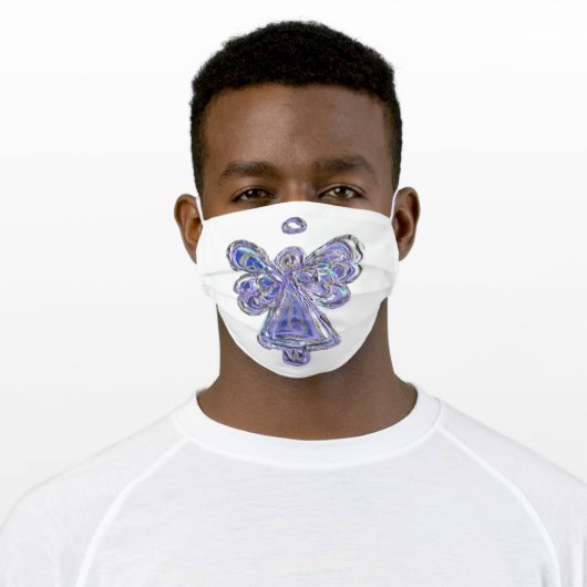 Silver Purple Guardian Angel Art Custom Face Masks (Worn)