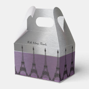 Silver Purple Metallic Paris Eiffel Personalized Favor Boxes