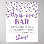 Silver Purple Mom-osa Bar Sign Baby Shower at Zazzle