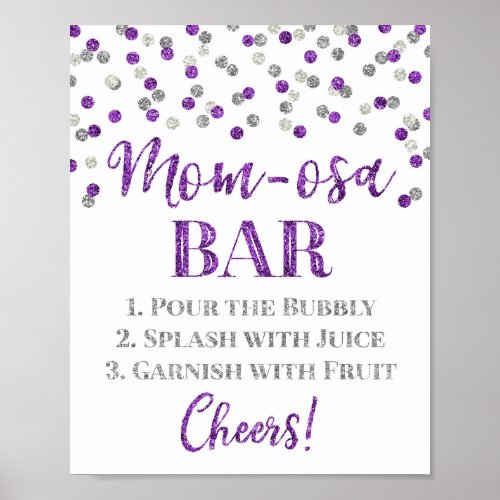 Silver Purple Mom_osa Bar Sign Baby Shower