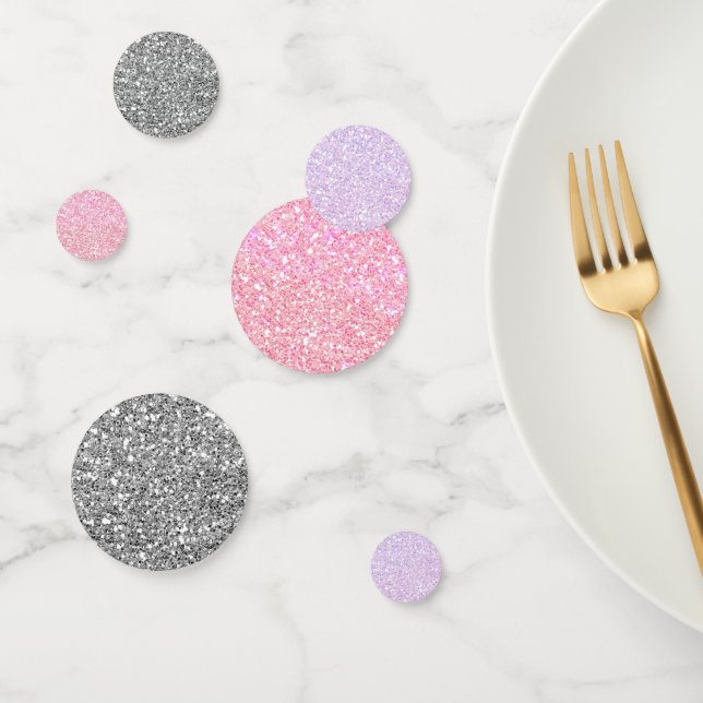 Silver Purple & Pink Glitter Sparkle Confetti (Group)