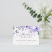 Silver Purple Quinceanera Butterfly Budget RSVP Enclosure Card (Standing Front)