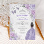 Silver Purple Quinceañera Butterfly Princess Party Invitation